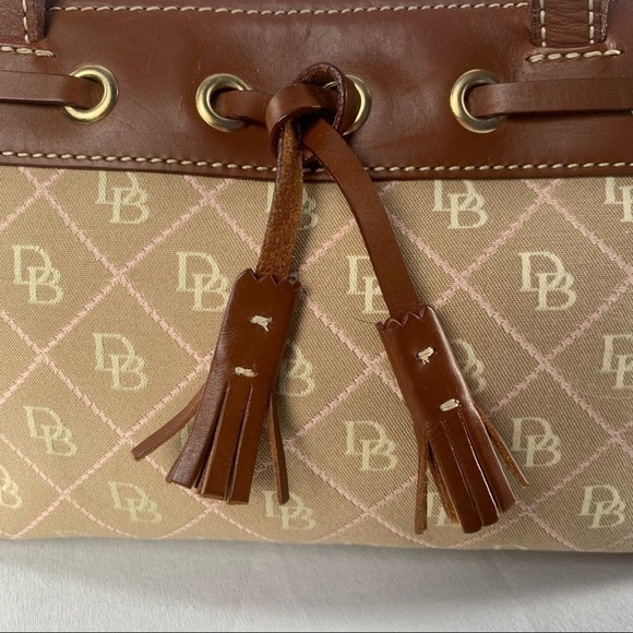 Vintage Dooney & Bourke Signature Canvas with Leather Trim Handbag in Brown Pink - Picture 3 of 16